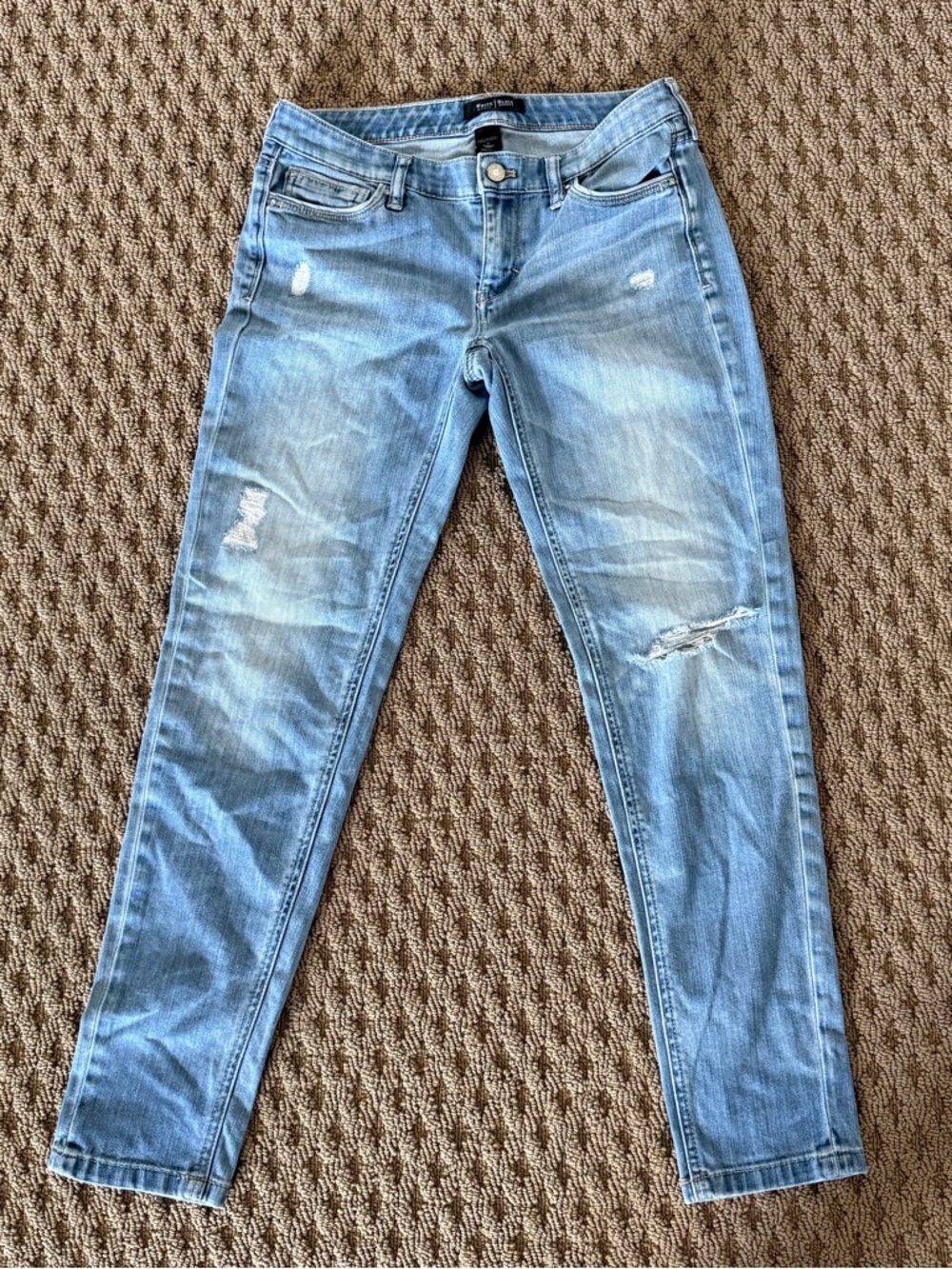 White House Black Market Light Blue Girlfriend Distressed Jean